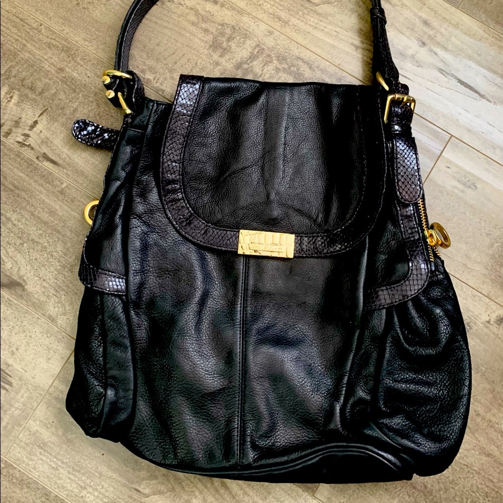 Jimmy Chip by H&M large black leather shoulder bag